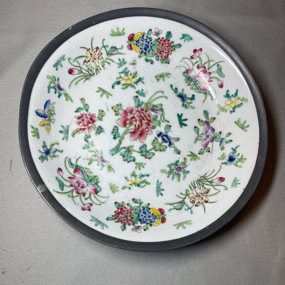 Pewter Vintage Lord & Taylor Porcelain Bowl 9 3/4 inches